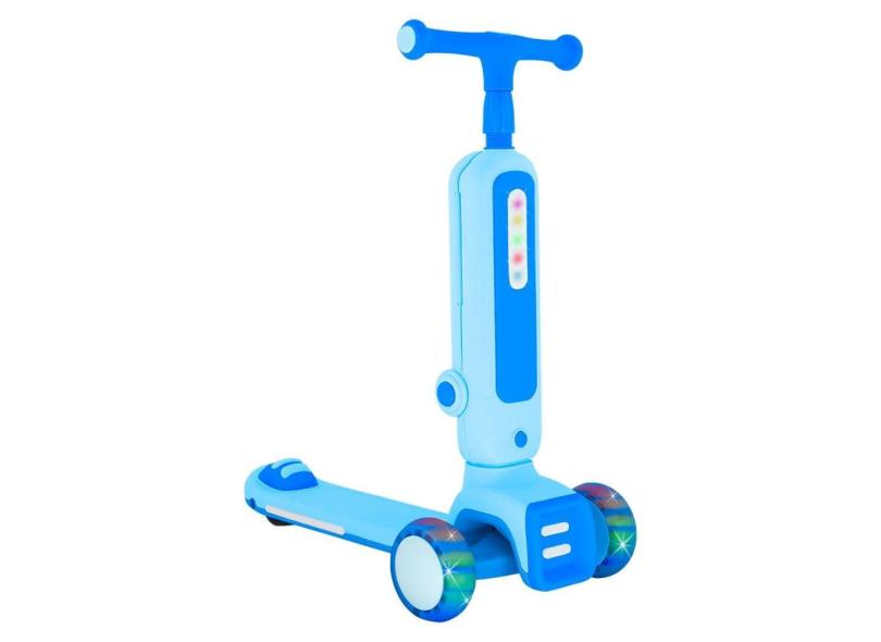 Patinete 2 em 1 Radical Infantil 3 Rodas em Pé ou Sentado Com Luz Som dm Toys DMR6936 Azul