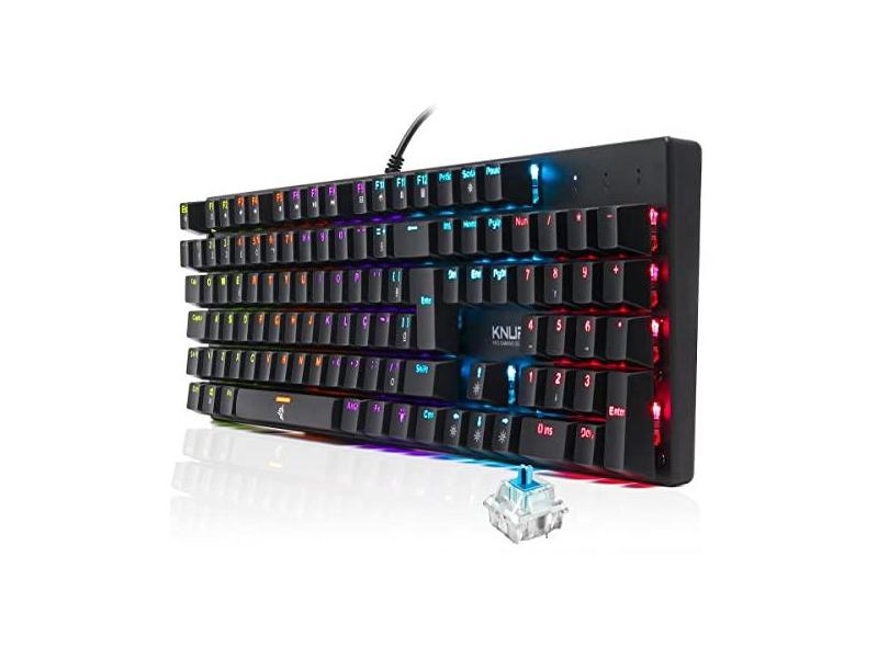 Teclado Mecânico Gamer Switch Blue Led Rgb 7 Cores Rainbow 12 Funções Anti Ghosting Abnt2 Usb para Pc Computador Notebook Mac