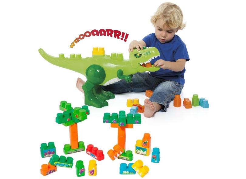 M Molto Dino Costruzioni 30 Pezzi - Dinosauro Elettronico Con Suoni Che Mangia I Blocchi, Gioco Educativo Per Bambini