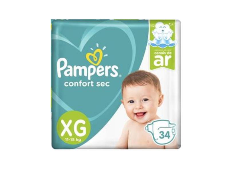 Fralda Pampers Confort Sec Tamanho XG 34 Unidades Peso Indicado 12 - 15kg