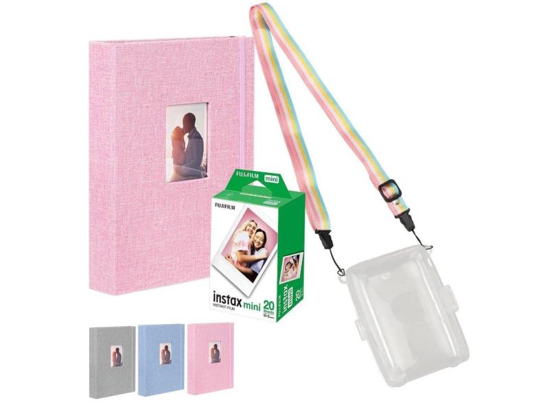 Estojo Case Para Impressora Mini Link 2 Cristal + 20 Fotos + Álbum Rosa