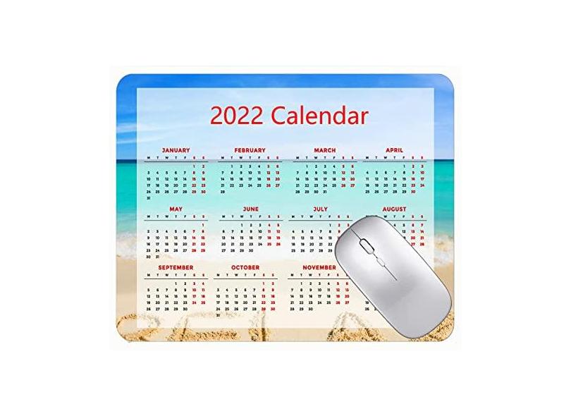 Mouse pad calendário 2022, fonte HD, mouse pad para jogos, praia, mar, azul, água, com bordas costuradas