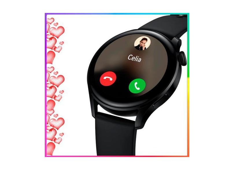 Relogio Smartwatch Para Namorado Feminino Preto Redondo Whatsapp Faceb