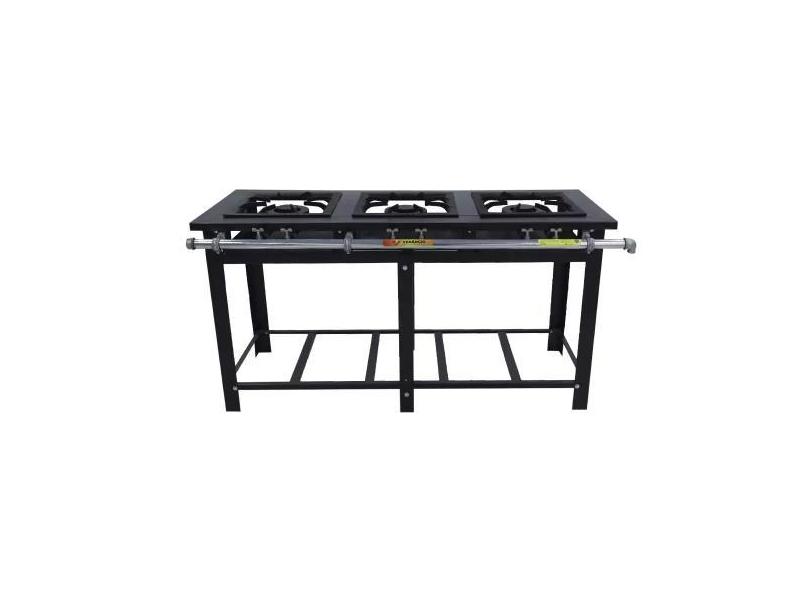Fogão A Gás 3 Bocas Duplas Com Pé e Com Espera Para Forno Maxi M3D3 - 
