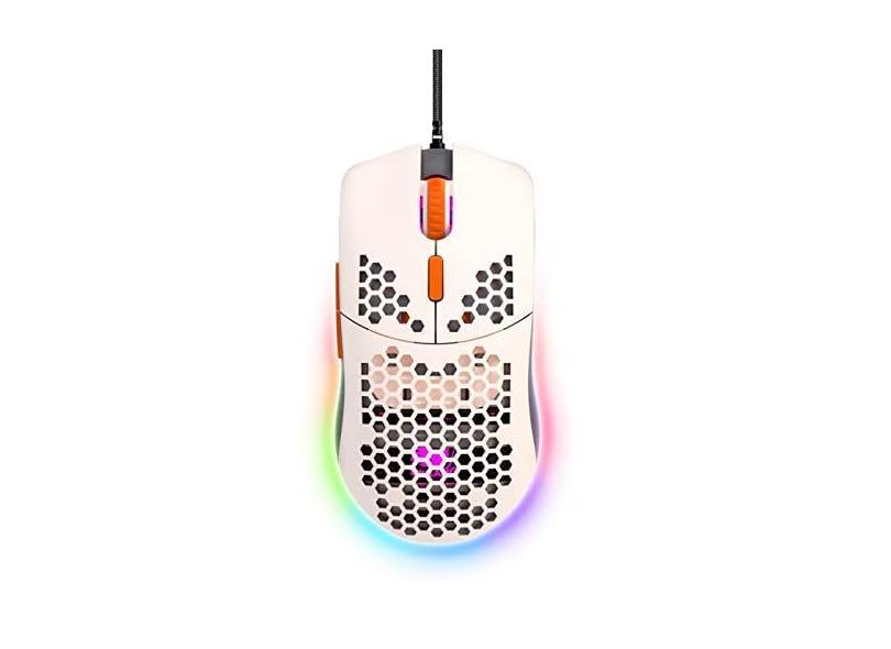 ZIYOU LANG Mouse para jogos com fio com concha de favo de mel, sensor óptico 6400DPI, 6 macros programáveis, suporte de software para configuração de teclas personalizadas, configurações RGB para