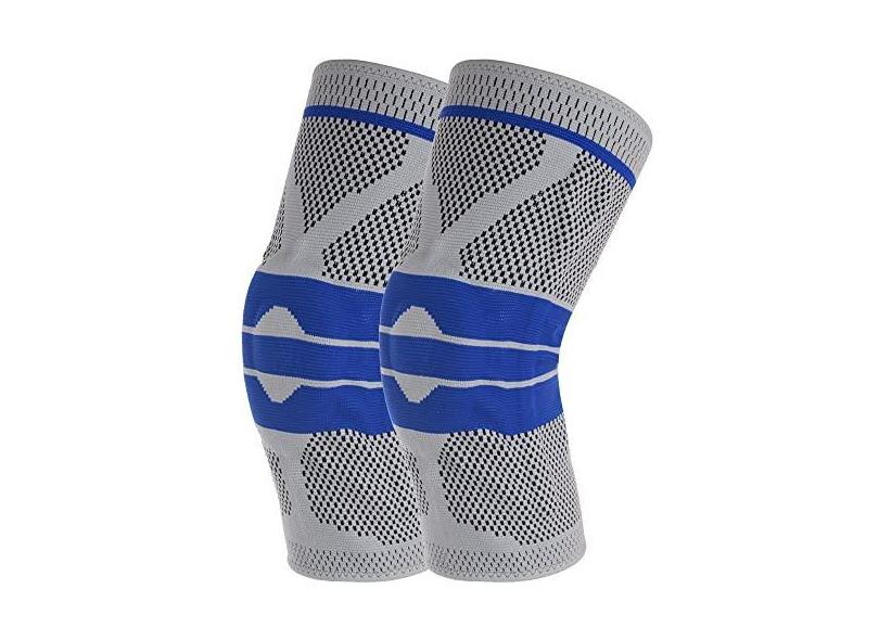 LuckyWin Joelheiras de compressão Protetor de Joelho com Gel de Silicone e Spring Fitness Protetor de Joelho Respirável Macio Joelho Joelho Joelho Apoio para Voleibol Futebol Dança Ioga Tênis Corrida