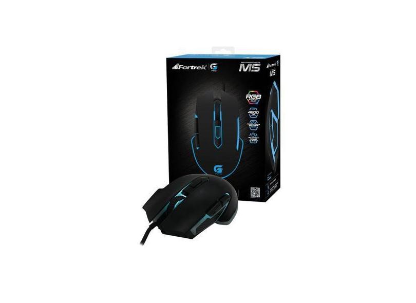 Mouse Gamer Rgb 16.8M Cores Fortrek M5 Macro 4800 Dpi