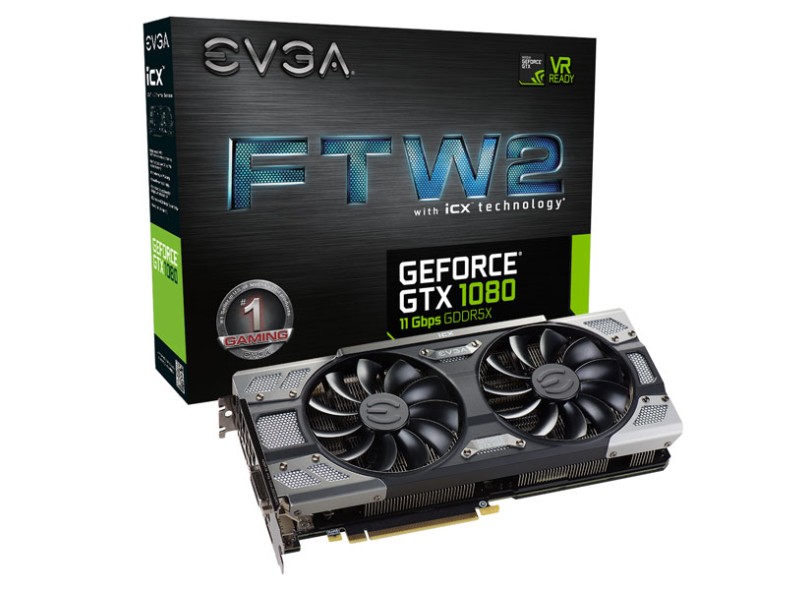 Placa de Video NVIDIA GeForce GTX 1080 8 GB GDDR5X 256 Bits EVGA 08G-P4-6686-KR