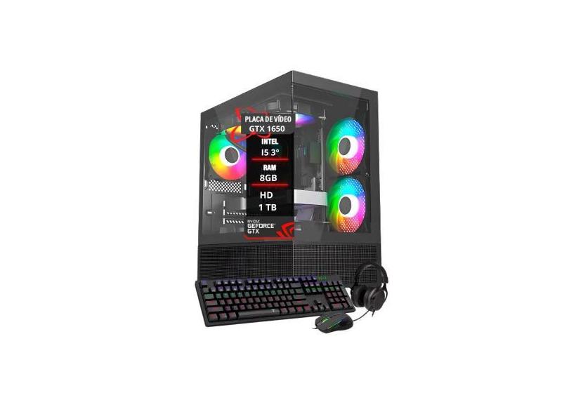 Computador PC Gamer I5 3 GTX 1650 8GB RAM  HD 1TB SSD 120GB - Tech Fus