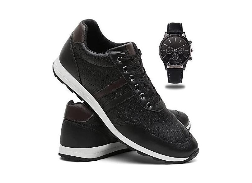 Tenis Masculino Jogger Casual Conforto Relógio Preto/37 com o