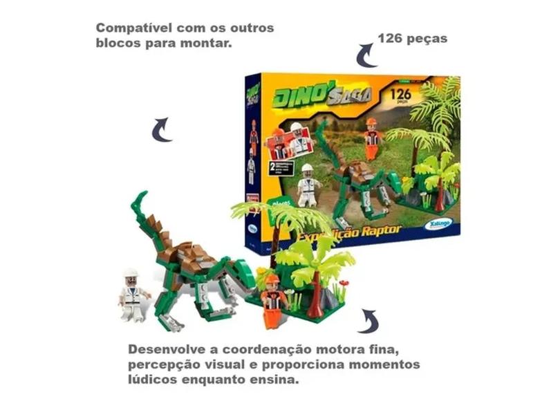 Blocos de Montar Dinossauro Expedição Raptor 126 peças Xalingo - xalingo