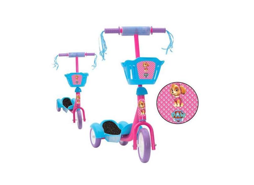 Patinete Infantil Feminino Patrulha Canina Ajustável Cesta