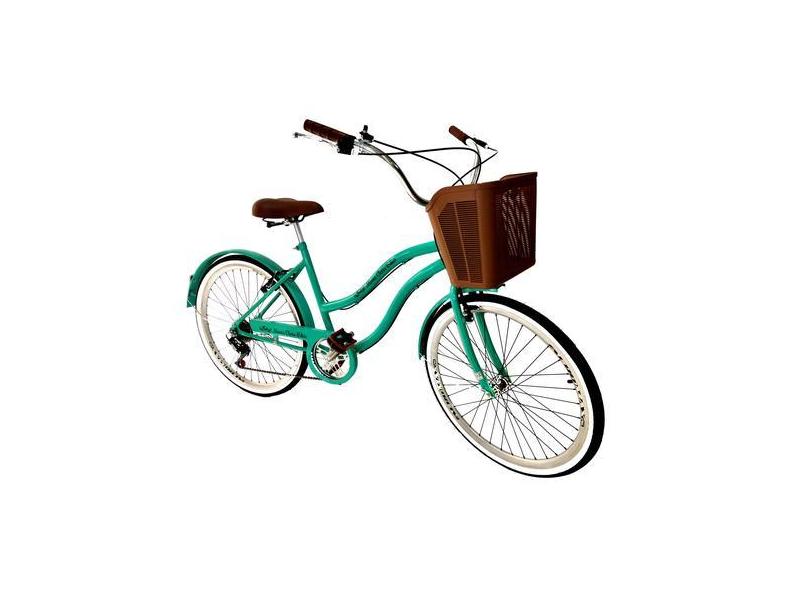 Bicicleta Aro 26 Retrô Vintage Aero Faixa Branca Verde Água - Maria Cl