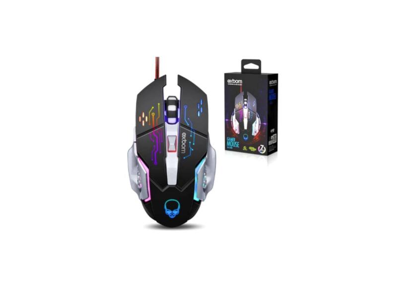 Mouse Para Jogo 6 Botões Gamer Rgb Exbom Usb 4800dpi Msg280