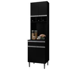 Imagem de Paneleiro Andréia 4 Portas 1 Gaveta E Nichos Cor Preto - Ajl