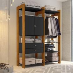 Imagem de Guarda Roupa Closet Modulado Toronto Preto/carvalho - Luapa - Cor: Preto