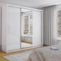 Imagem de Guarda Roupa Casal Berlim com Espelho e 3 Portas de Correr Branco