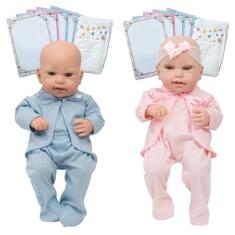 Imagem de Boneca Reborn Gêmeos Realista Casal 43cm Com Kit Acessórios