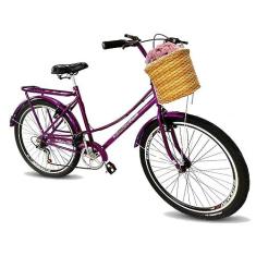 Imagem de Bicicleta Aro 26 retrô cesta tipo vime 6 marchas mary