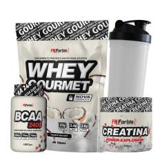 Imagem de Kit Whey Protein Refil + Creatina 300g + BCAA cáps + Coqueteleira - FN Forbis Nutrition-Unissex