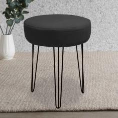 Imagem de Banqueta Puff Jullia Luxo 55cm Industrial Ferro Preto Suede Preto - Ahazzo Móveis
