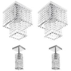 Imagem de Kit 2 Lustre Clearcrillic Quad. + 2 Marrycrilic Cristal Acr
