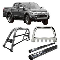 Imagem de Kit Quebra Mato +Estribo Oval +Santo Ant Duplo 20 L200 CROMO