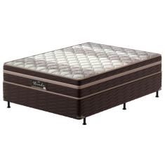 Imagem de Cama Box Casal Probel Nevada com Euro Pillow e Molas Ensacadas 64x138x188 cm - Bege/Marrom