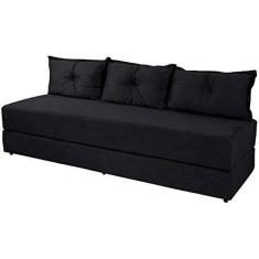 Imagem de Sofá Cama Bicama 3 Lugares Casal Sofanete Suede - Preto