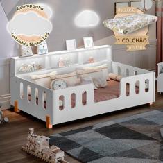 Imagem de Cama Infantil Montessoriana Com Colchão Juvenil Led E Nicho Nina Branc
