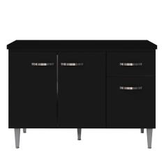 Imagem de Balcão Gabinete Para Pia Com Tampo 120cm 3 Portas e 1 Gaveta Gabriela Preto - ajl Móveis
