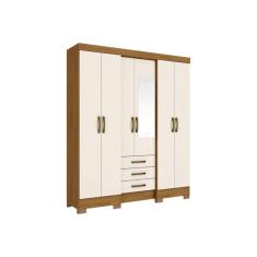 Imagem de Guarda Roupa Casal 6 Portas E 3 Gavetas C Espelho Briz B23 Nature Off White Henn