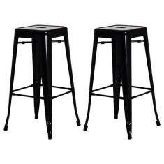 Imagem de Kit 2 Banquetas Alta Bar Balcão Bancada Pub Bistrô Cozinha Americana Tolix Iron Industrial