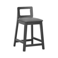 Imagem de Banqueta Média River Madeira Maciça Assento Estofado Sintético Preto