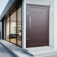 Imagem de Porta Pivotante Lambril com Puxador Lado Esquerdo Elite 216x120 Corten