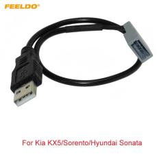 Imagem de Feeldo cabo de áudio de carro 2.0 usb para 4 pinos, cabo de conector de extensão para kia kx5