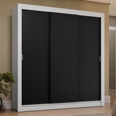 Imagem de Guarda-Roupa Casal 3 Portas Correr Branco/Preto