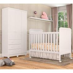 Imagem de Conjunto Quarto Infantil Guarda Roupa 3 Portas, Berço Cloe Junior Móve