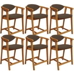 Imagem de Kit 06 Banquetas Baixa Para Cozinha Sala Jantar Bancada Cecília L02 Su