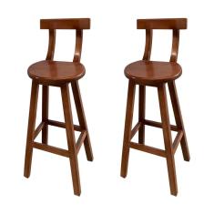 Imagem de Kit 2 Banquetas Altas de Madeira com Encosto Girafa Imbuia