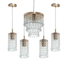 Imagem de Kit 4 Pendentes Clearcrillic + Pendente Manucrillic Cobre