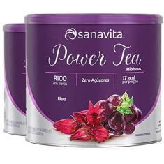 Imagem de Kit 2 Power Tea Chá Hibiscus Uva 200g Sanavita