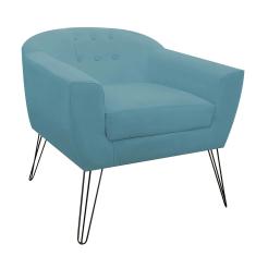 Imagem de Poltrona Decorativa Jolly Pés Aramado Suede  Turquesa - DS Estofados