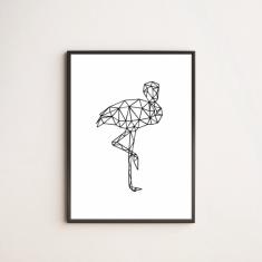 Imagem de Quadro Decorativo Flamingo Geométrico 45x34cm
