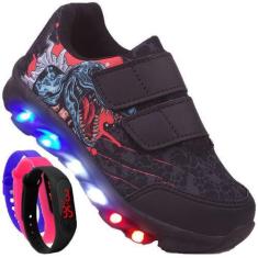 Imagem de Tenis Masculino De Led Com Calce Facil Infantil Dinossauro Personagem