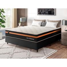 Imagem de Conjunto Cama Box c/ Molas Ensacadas Sirius Preto Casal 138x188x65