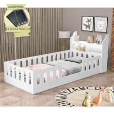 Imagem de CAMA DE CRIANÇA HELO SOLTEIRO COM NICHO, LED E LOUSA MÁGICA - BRANCA