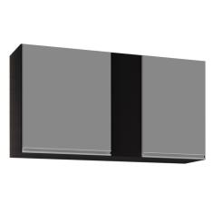 Imagem de Armário Aéreo De Cozinha 100cm 2 Portas Indiana Preto/cinza - Lumil Móveis