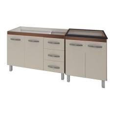 Imagem de Armário Cozinha Gabinete Pia De 120 Cm Bianca Com Balcão Cooktop 5 Boc