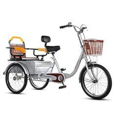 Imagem de Triciclo adulto com três rodas para atividades ao ar livre, triciclo, cesta de carga para compras, piquenique, esportes, homens, mulheres, piquenique, ciclismo, pedalada